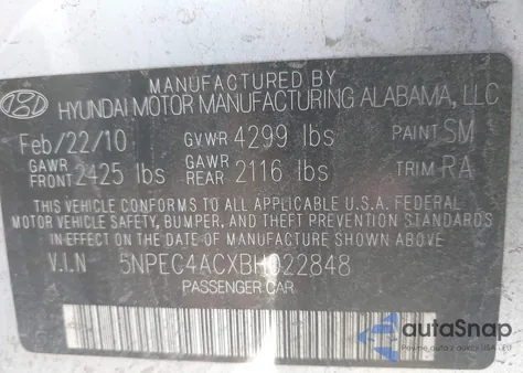 2011 Hyundai Sonata Limited z USA, uszkodzony, nr VIN 5NPEC4ACXBH022848